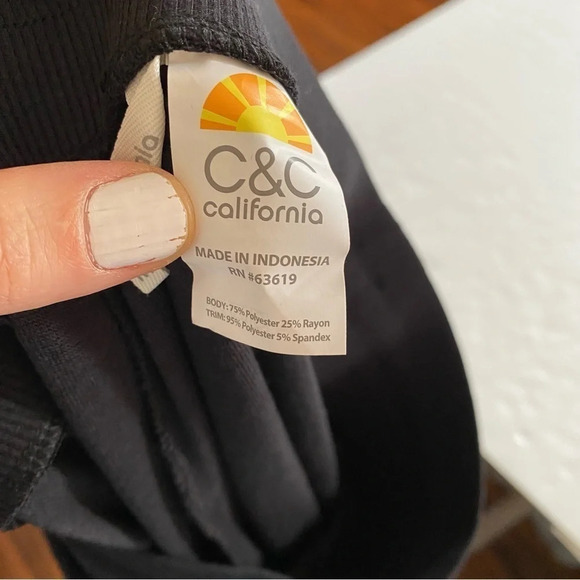 C&C California Terry Velour Joggers Sweatpants Womens Size Medium Black Mesh NEW - Picture 10 of 14